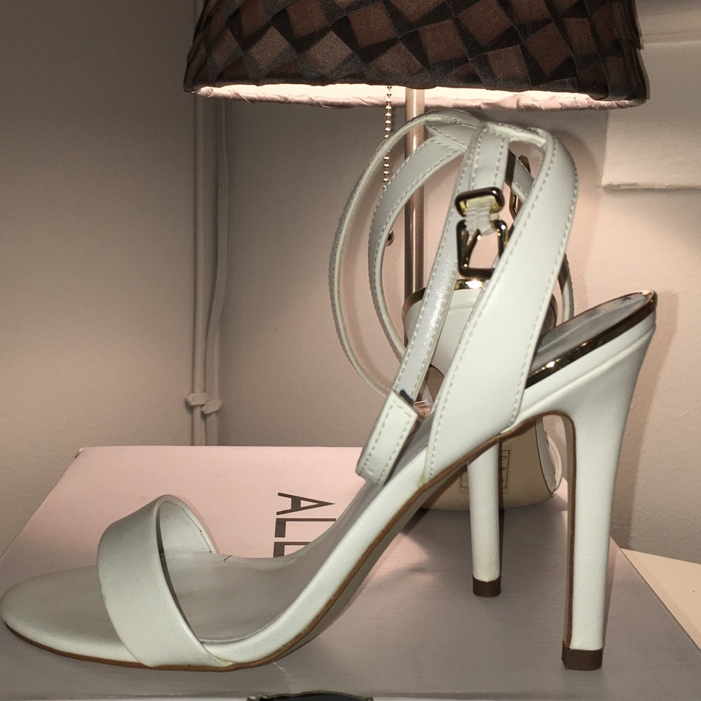 Aldo white strap 4 inch heels